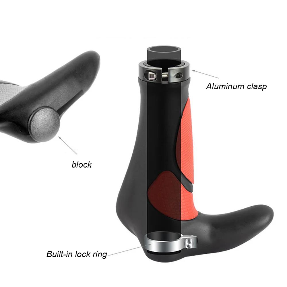 Poignée guidon vélo TPR antichoc - Poignée caoutchouc VTT avec klaxon intégré - Verrouillage bilatéral