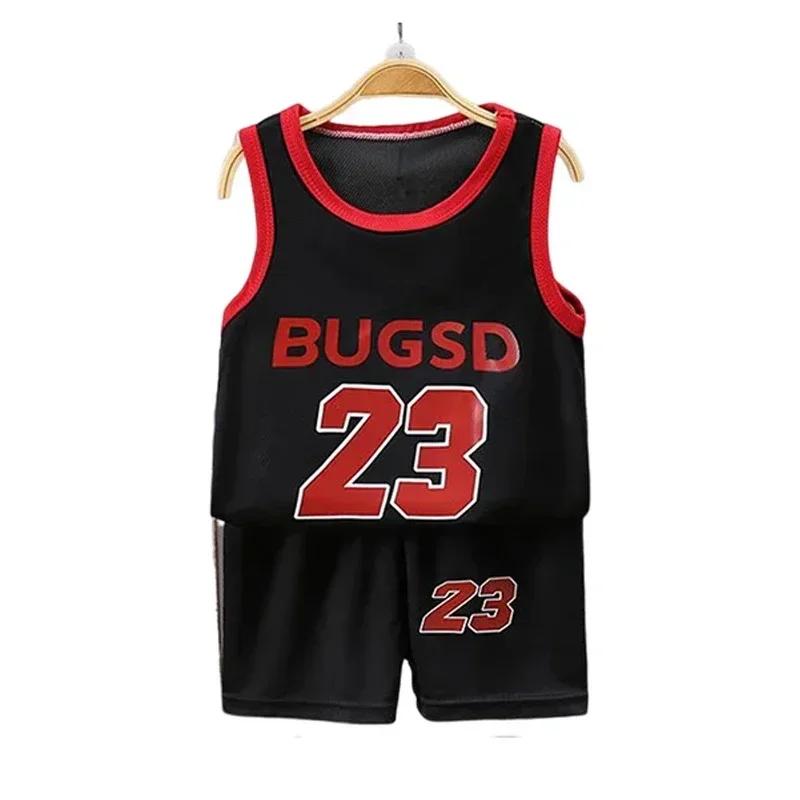 Ensembles d'été pour enfants, T-shirts et shorts de basket-ball sans manches, vêtements pour enfants
