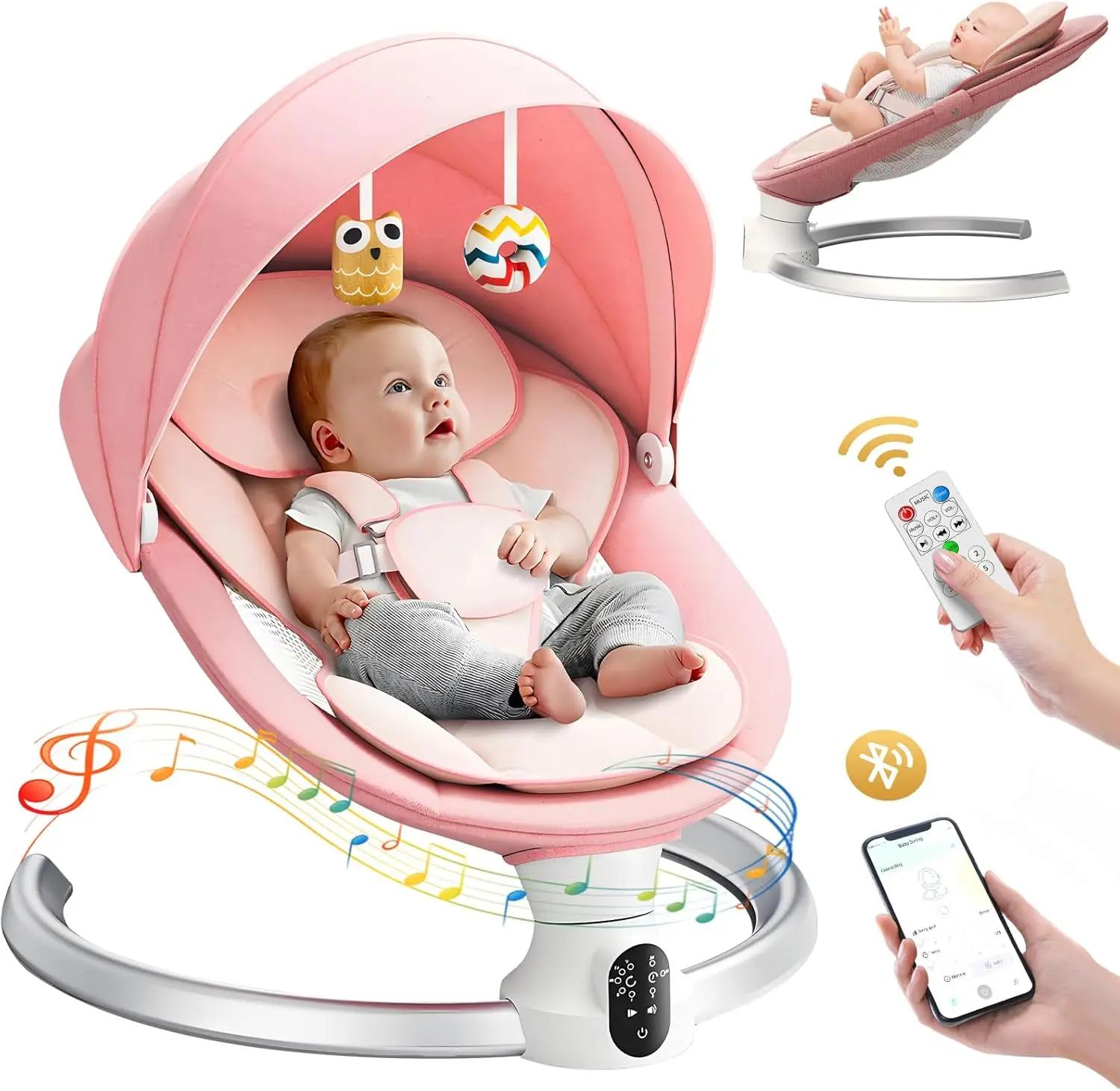 Balançoire électrique pour bébé avec 3 minuteries, application et télécommande Transat, 5 vitesses d