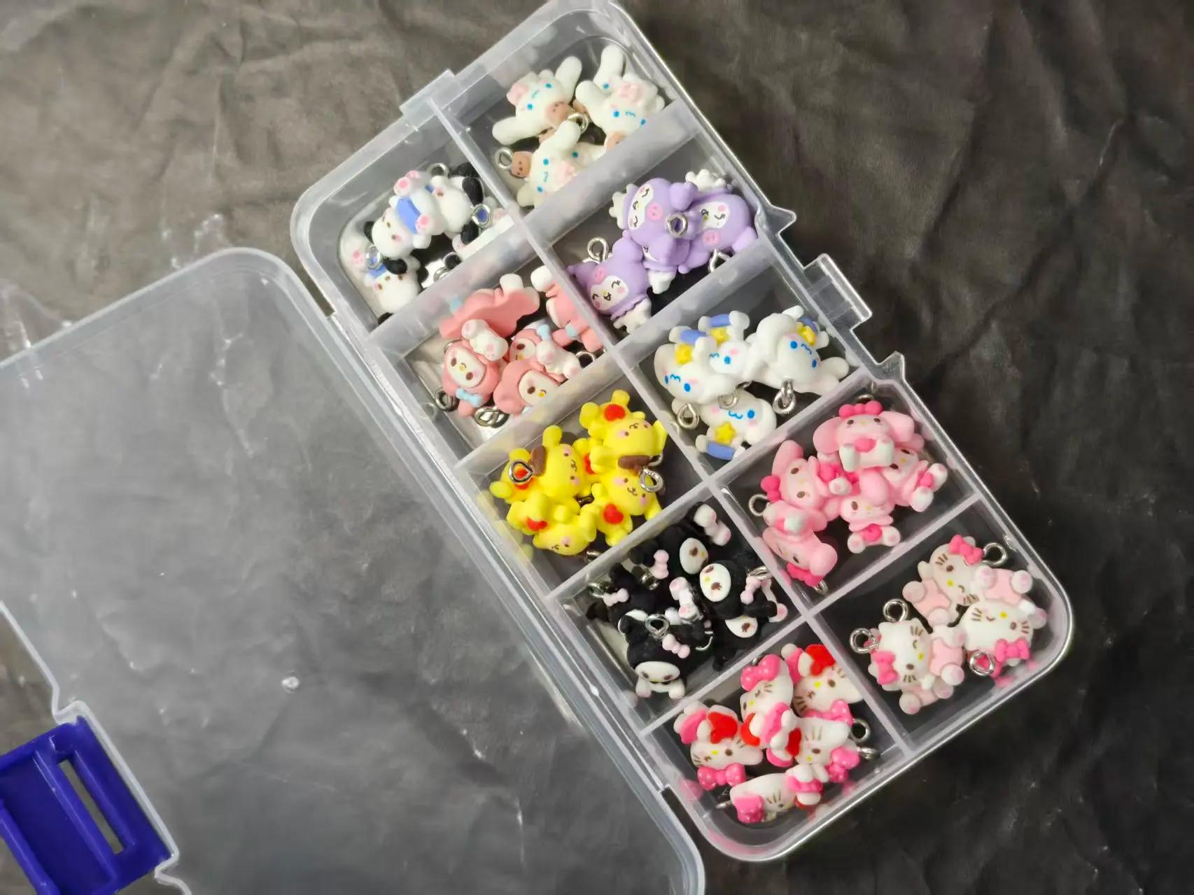 50 pièces de bijoux en résine de dessin animé Hello Kitty, mini pendentif 3D mat Cool Lomi et Mimoli
