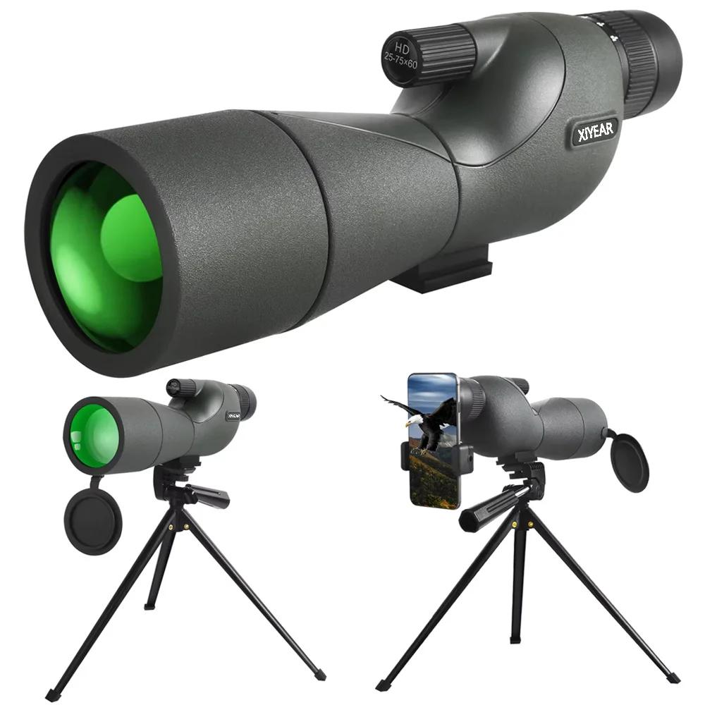 Télescope 25-75x60, Zoom puissant monoculaire FMC BAK4, étanche pour l'observation des oiseaux, pris