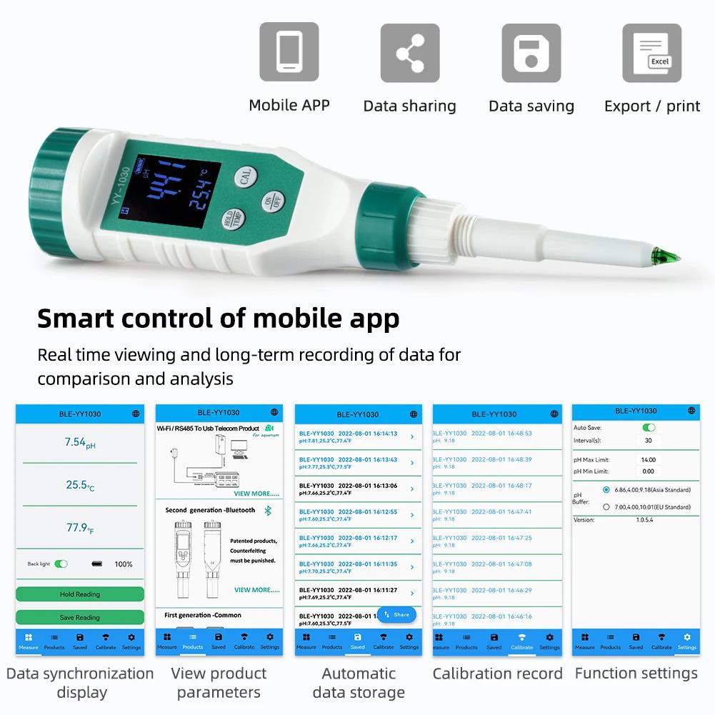 Ph-mètre alimentaire numérique Bluetooth 0.00 ~ 14.00, capteur de haute précision, testeur intellige