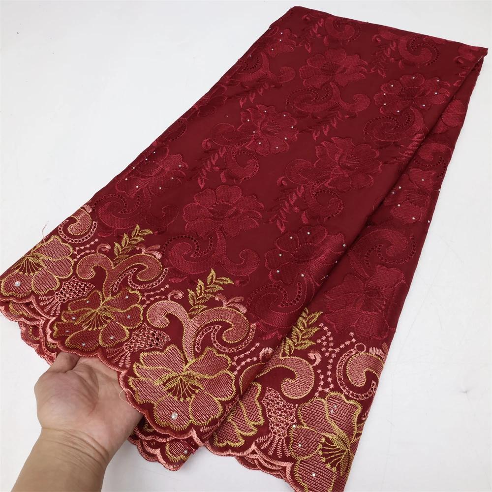 Tissu africain nigérian en dentelle suisse, Voile en suisse, Tissu en dentelle de coton de haute qua