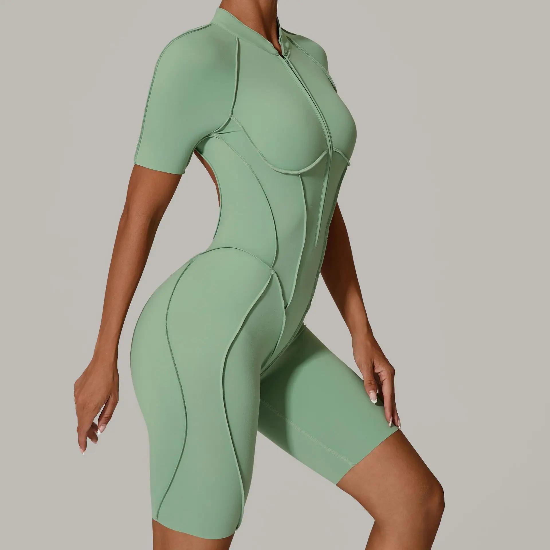 Combinaisons de Yoga sans couture, sport, Fitness, levage des hanches, dos nu, slim, fermeture éclai