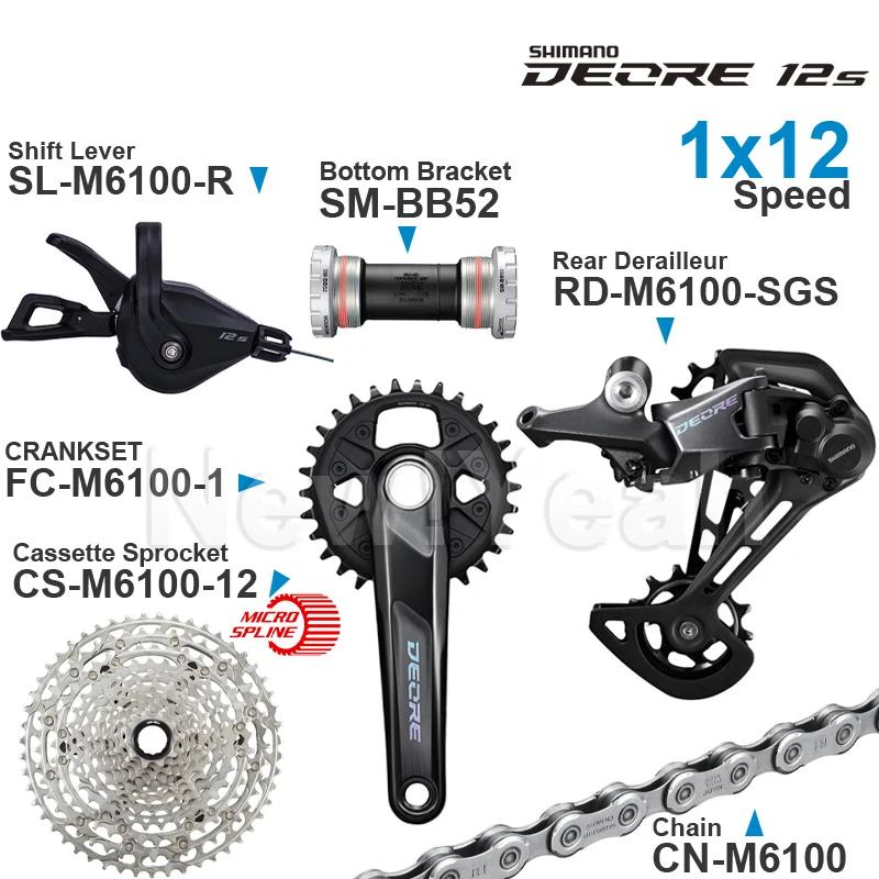 SHIMANO DEORE – ensemble de vitesses 1x12 rapports, M6100, 12v, levier arrière, pignon, chaîne, péda