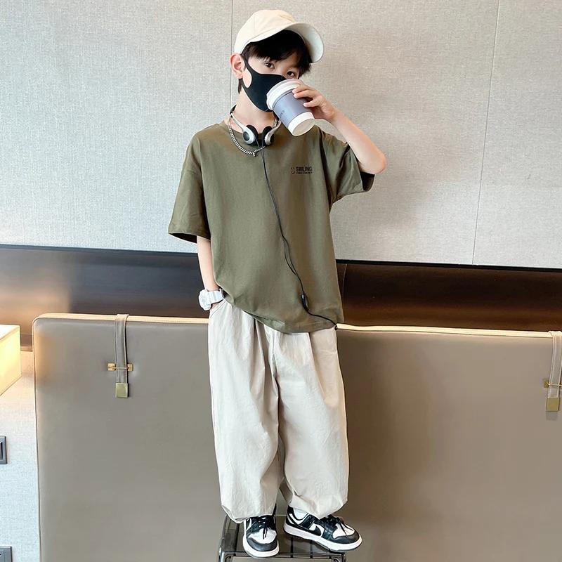 Ensembles d'été pour enfants adolescents, vêtements pour garçons, ensemble en coton, nouvelle mode p