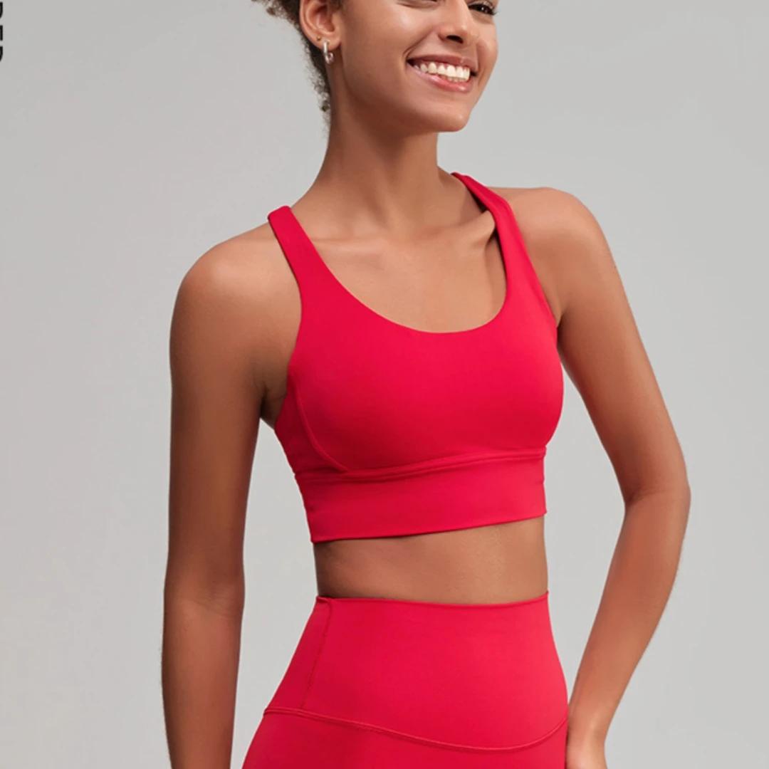 Couleur unie Fitness femmes Sport soutien-gorge gymnastique Yoga soutien-gorge athlétique croix haut