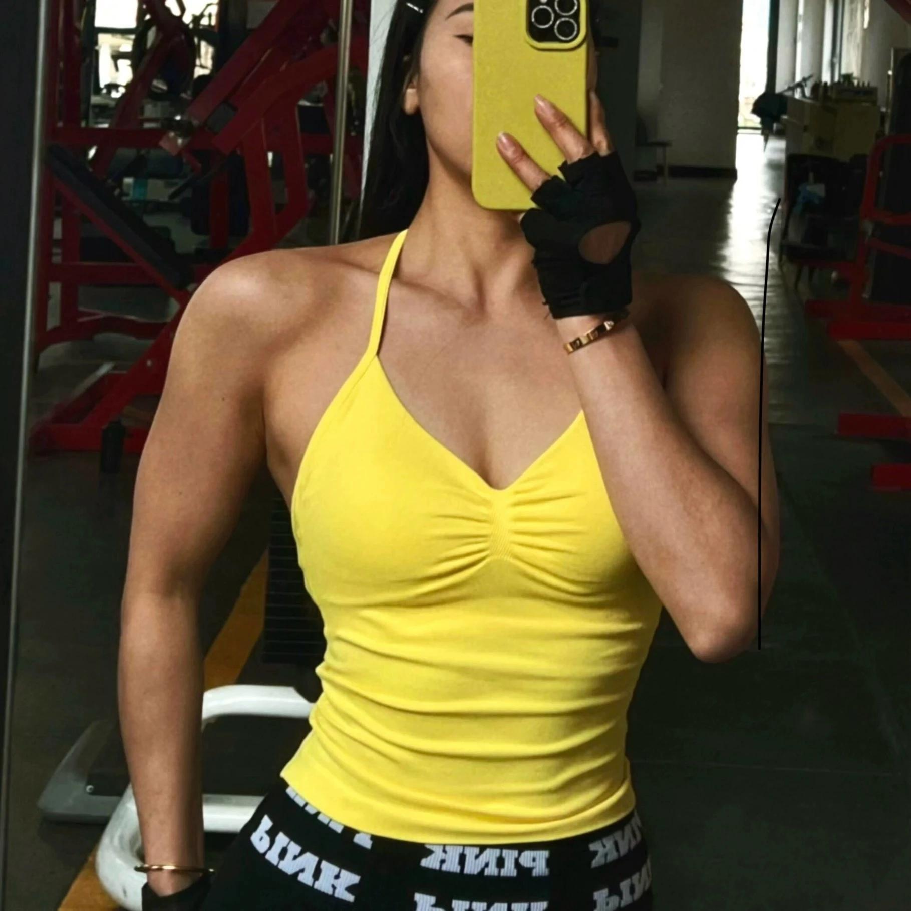 Longline haut à bretelles Yoga gilet femme dos nu débardeurs sport Fitness soutiens-gorge course ent