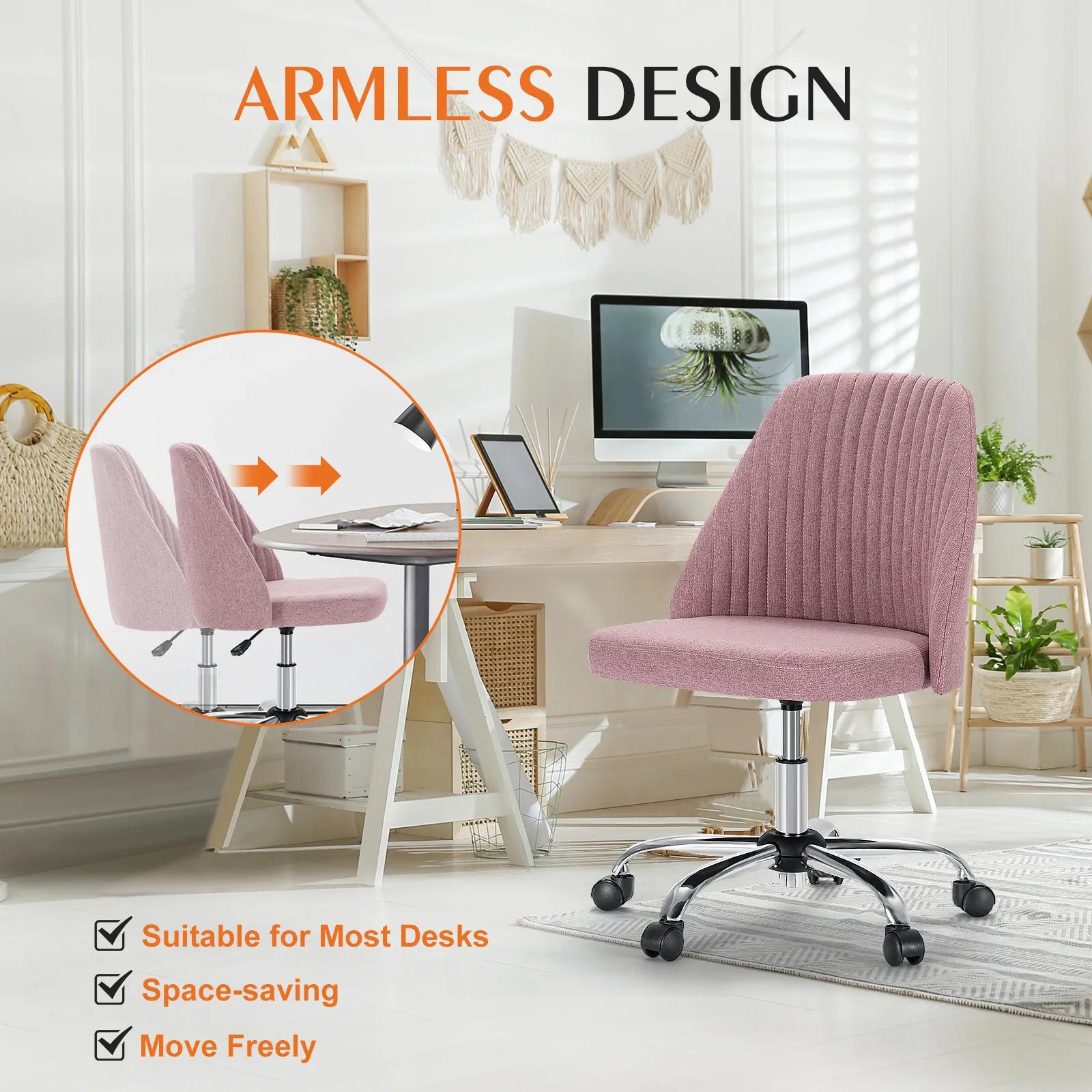 JIan-Petite chaise de bureau sans accoudoirs avec dossier, chaise de vanité à roulettes, tissu moder