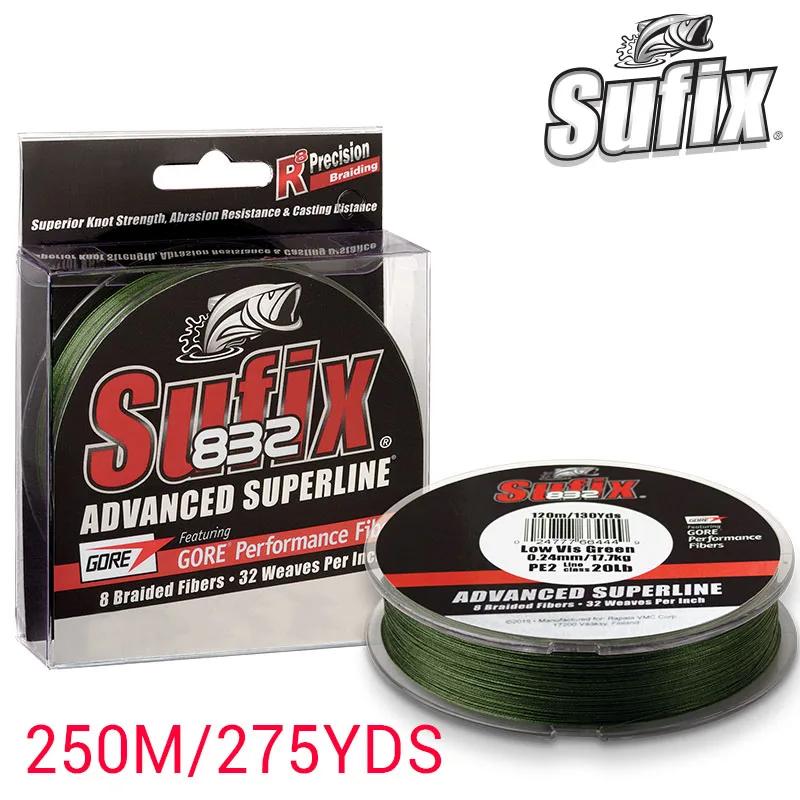 Sufix-Ligne de pêche multifilament tressée 832 PE Power Linha, longueur: 250m/275m, diamètre: 0.2mm-