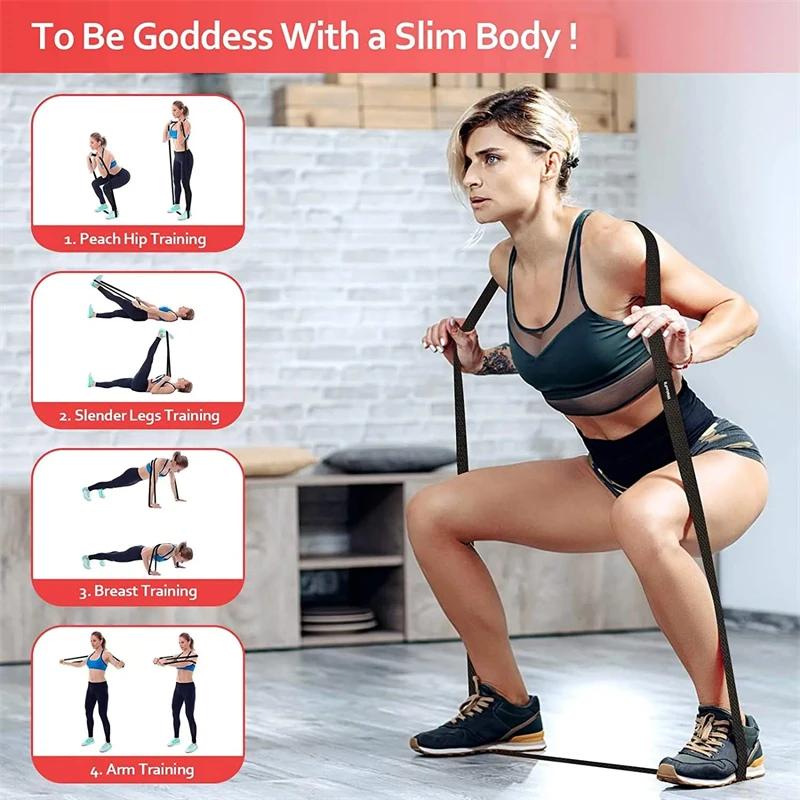 Lot de 3 bandes longues en tissu pour le travail - Accessoires d'exercice fitness gym entraînement musculaire