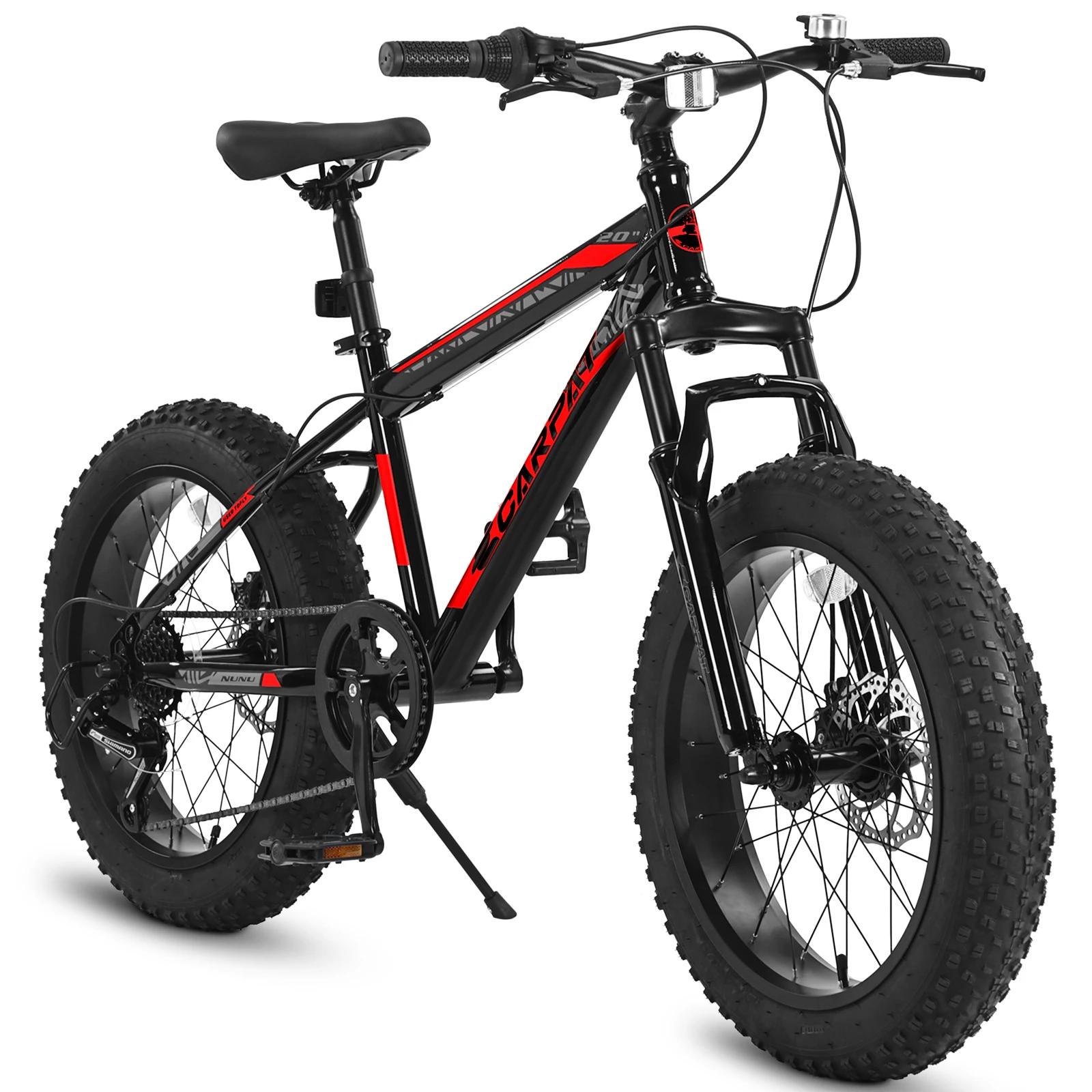 Ecarpat Vélo pour enfants à pneus 20 x 4,0 pouces, VTT à pneus larges, 7 vitesses pour garçons et fi