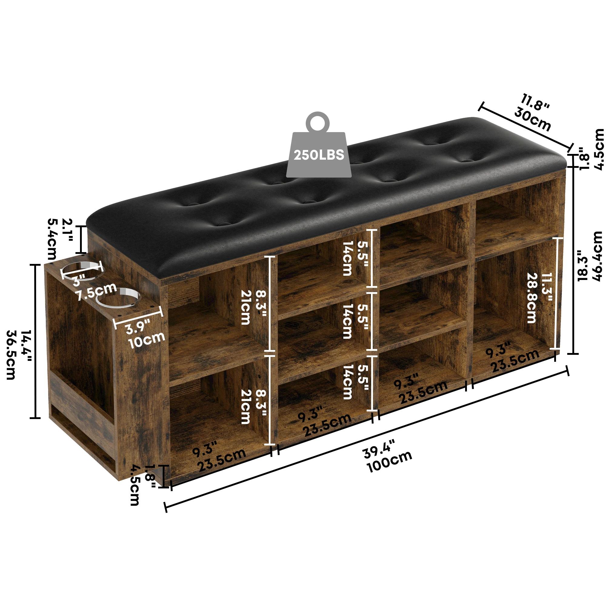 IlearCK-Banc à chaussures en cuir PU, meuble de rangement pour entrée, 10 cubes, chaussures Cubby T1