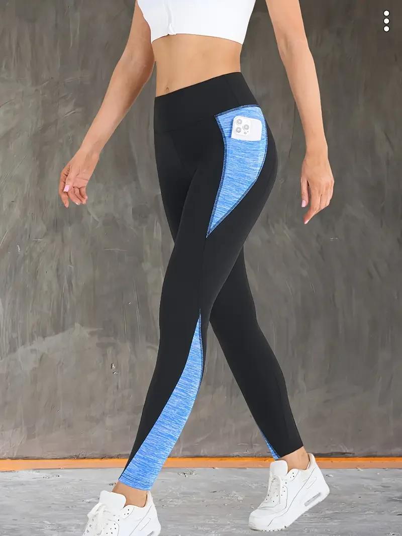 Pantalon de Yoga avec poches latérales, Patchwork de couleurs contrastées, taille haute, contrôle du