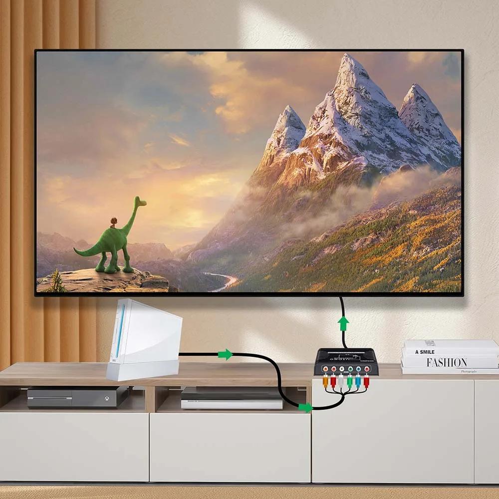 5 composants RCA Ypbpr vers HDMI, convertisseur vidéo vers HDMI, adaptateur de convertisseur audio v