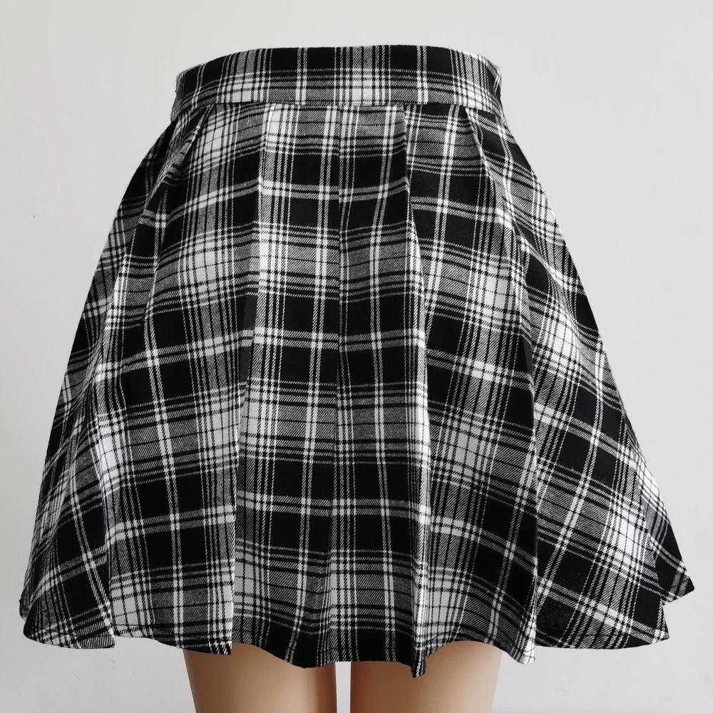 Gothique doux femmes jupe plissée mode Plaid Mini taille haute Chic jupe Kawaii été décontracté dame