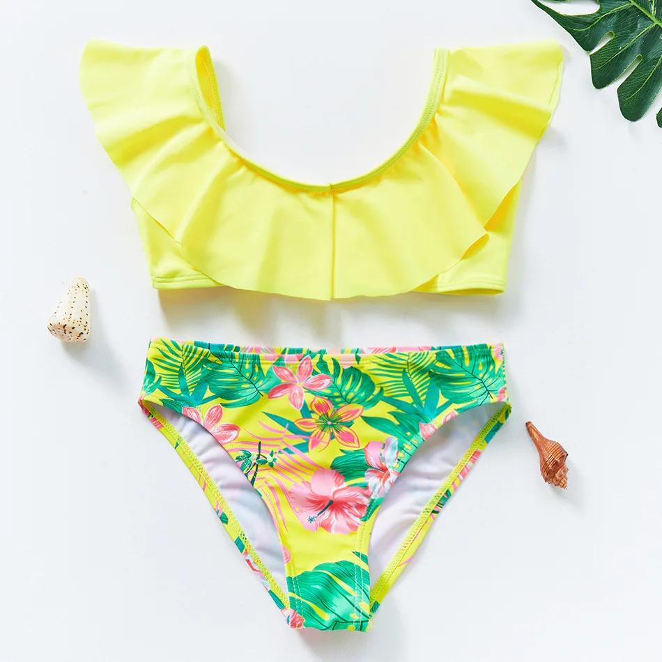 Maillot de bain fendu pour enfants, grand maillot de bain pour enfants et filles, grand bord à volan