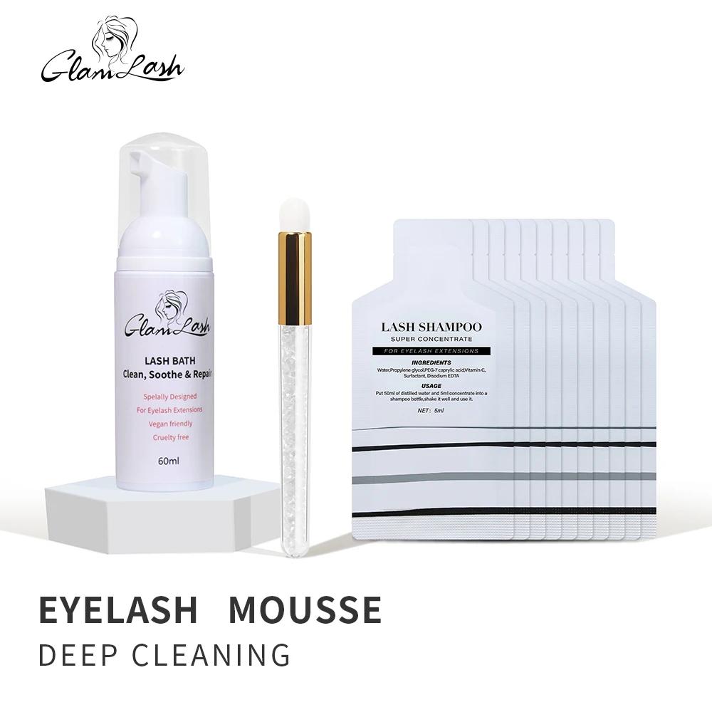 GLAMLASH 5 pièces 5ml mousse nettoyante pour cils pour Extension de cils shampooing concentré avec b