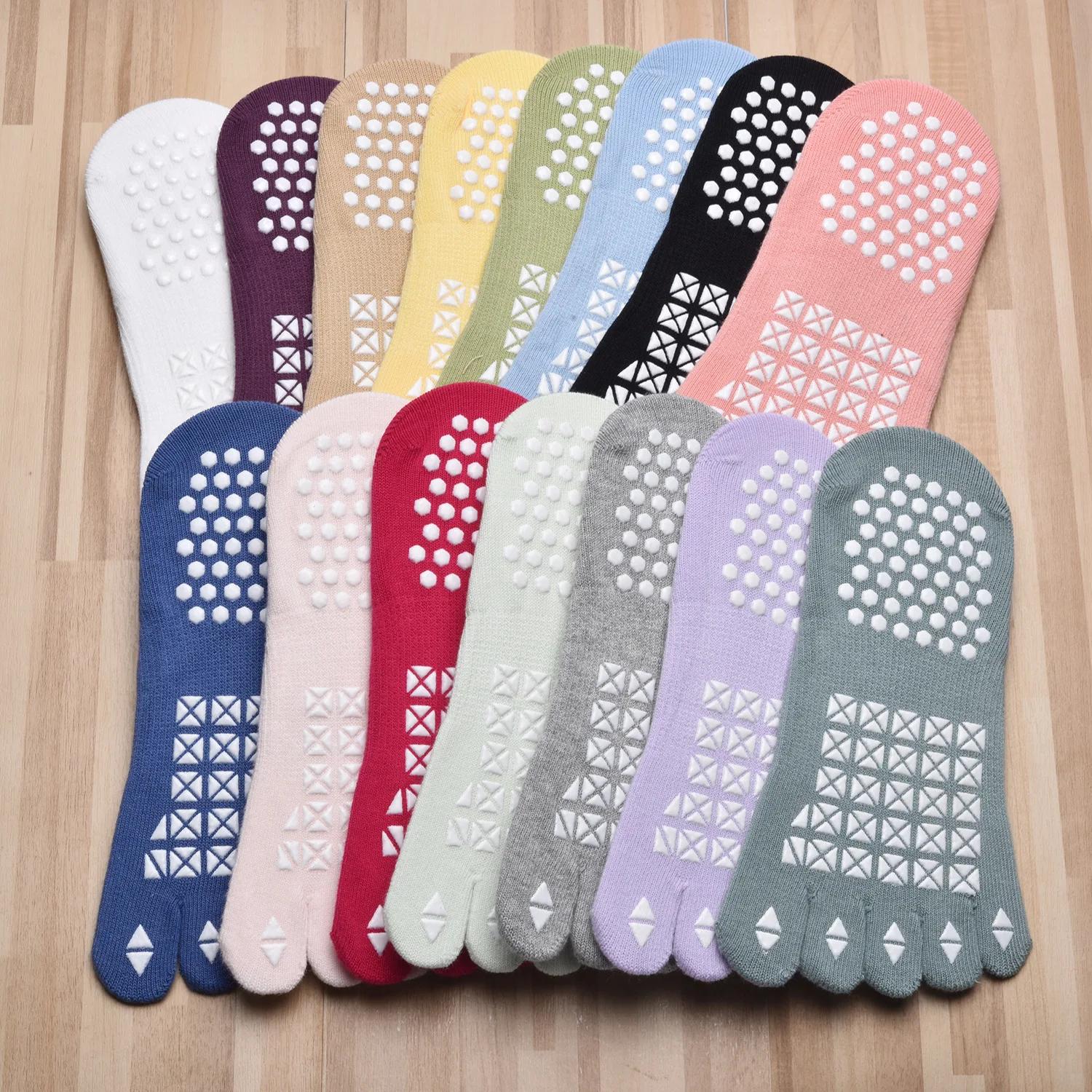 Femmes pansement respirant Pilates chaussettes dames anti-dérapant coton dos nu chaussette cinq orte