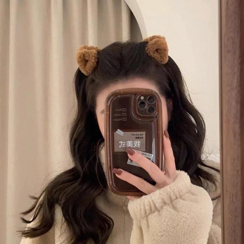 Pinces à cheveux en forme d'oreilles de chat en peluche pour femmes, 2 pièces, doux et mignon, pince