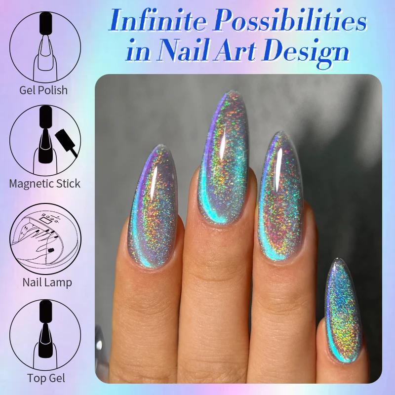 BORN PRETTY 10/15ml 9D bleu holographique arc-en-ciel chat Gel magnétique vernis à ongles tremper UV
