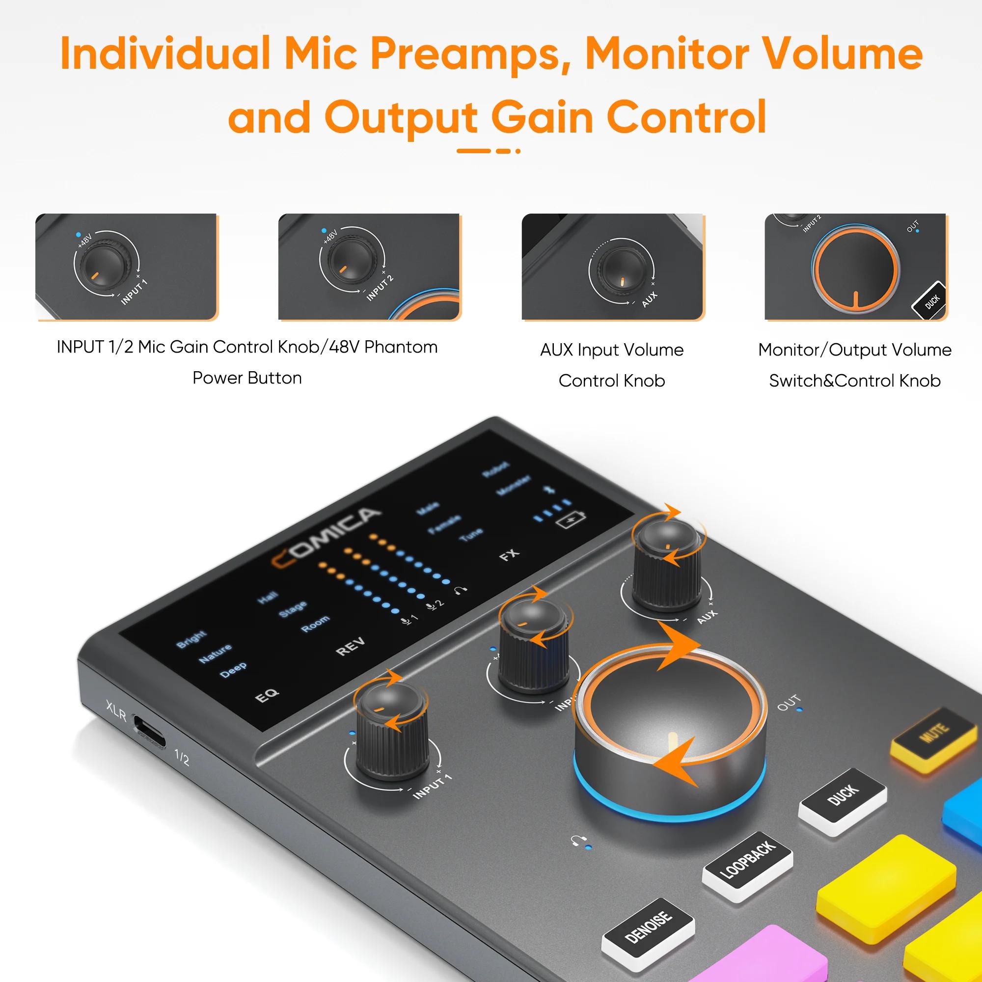 Interface audio COMICA ADCaster C1, connexion Bluetooth pour streaming/jeux/podcasting, carte son po