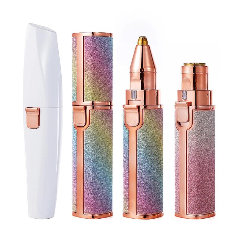 Épilateur électrique Rechargeable 2 en 1, tondeuse à sourcils, corps féminin, visage, rouge à lèvres