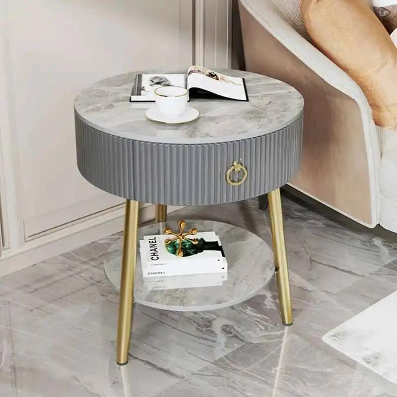 Mesa ronde blanche Tables De chevet moderne Unique esthétique commode Table d'appoint De lit nordiqu