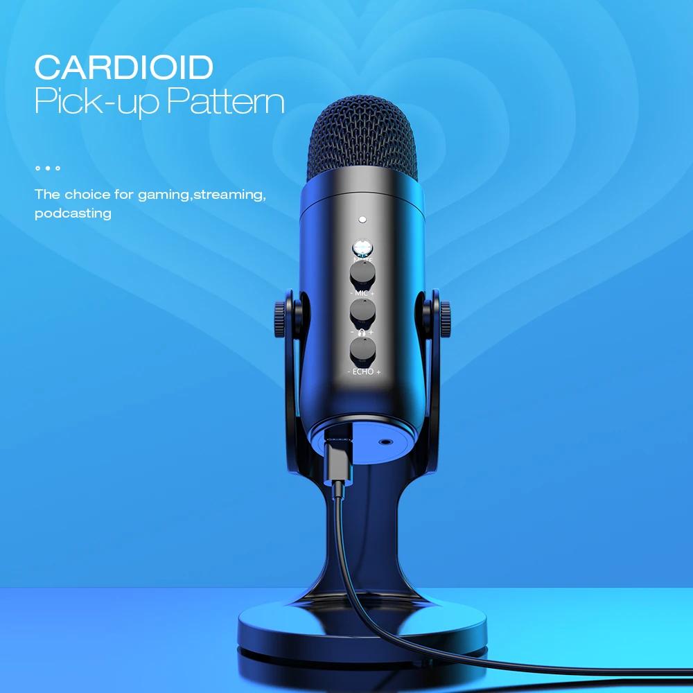 Haomuren Microphone USB pour PC Mac enregistrement de jeu flux Podcast, micro à condensateur d'ordin