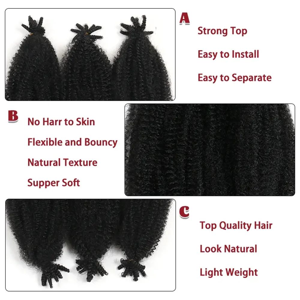 3 paquets de cheveux Afro torsadés de printemps doux 22 pouces Marley Crochet tressage cheveux pré-s