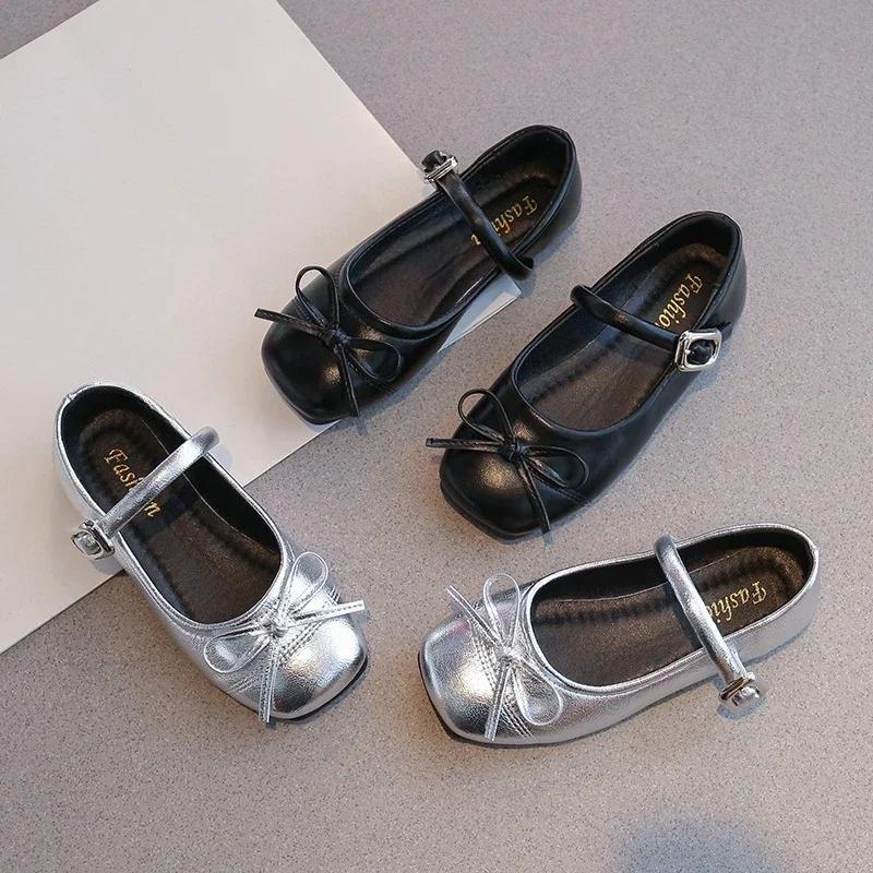 Chaussures de princesse en cuir pour filles, Mary Janes, simples, classiques, avec nœud papillon, Ch