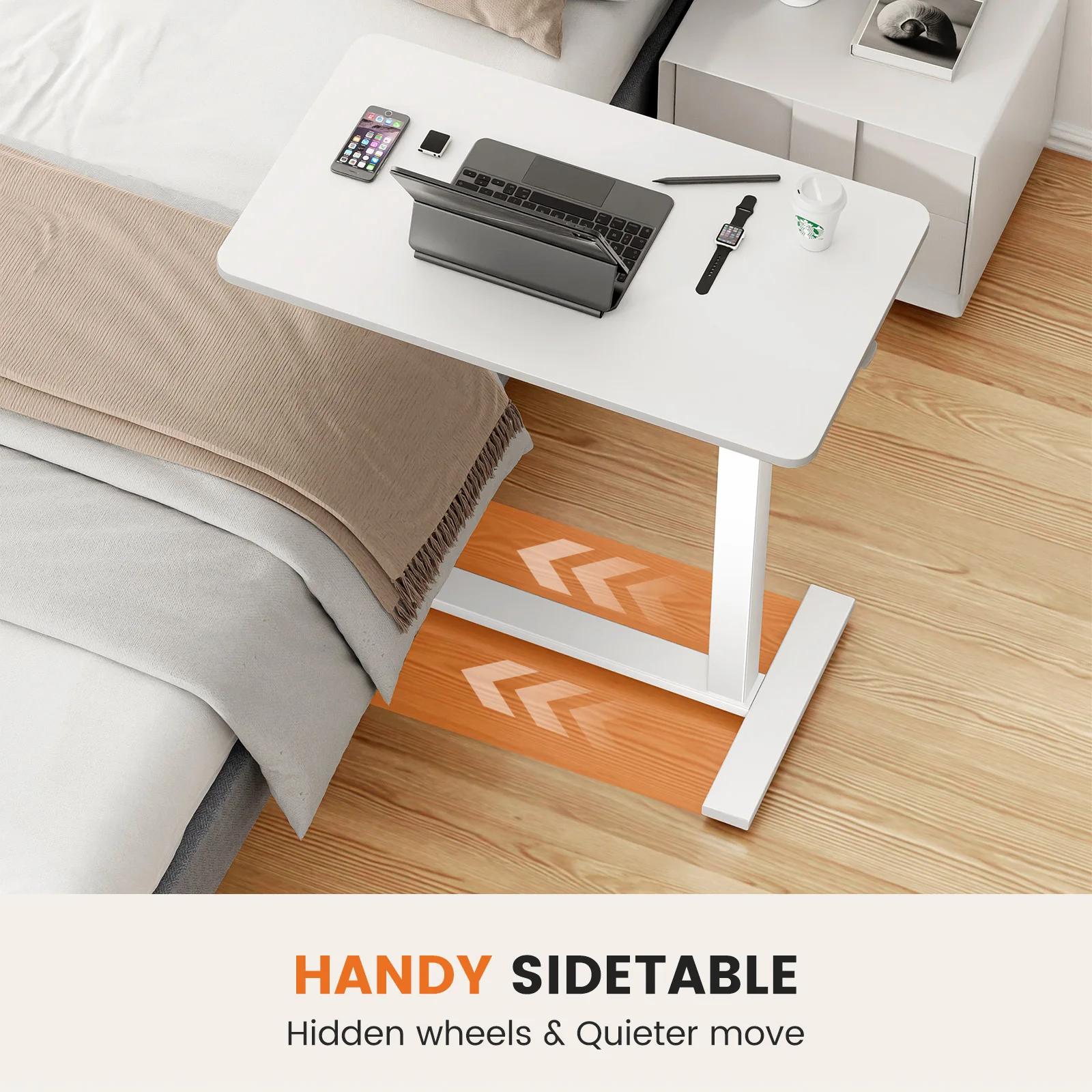JHK – Table de chevet avec roulettes cachées, hauteur réglable, pour usage domestique, ordinateur po