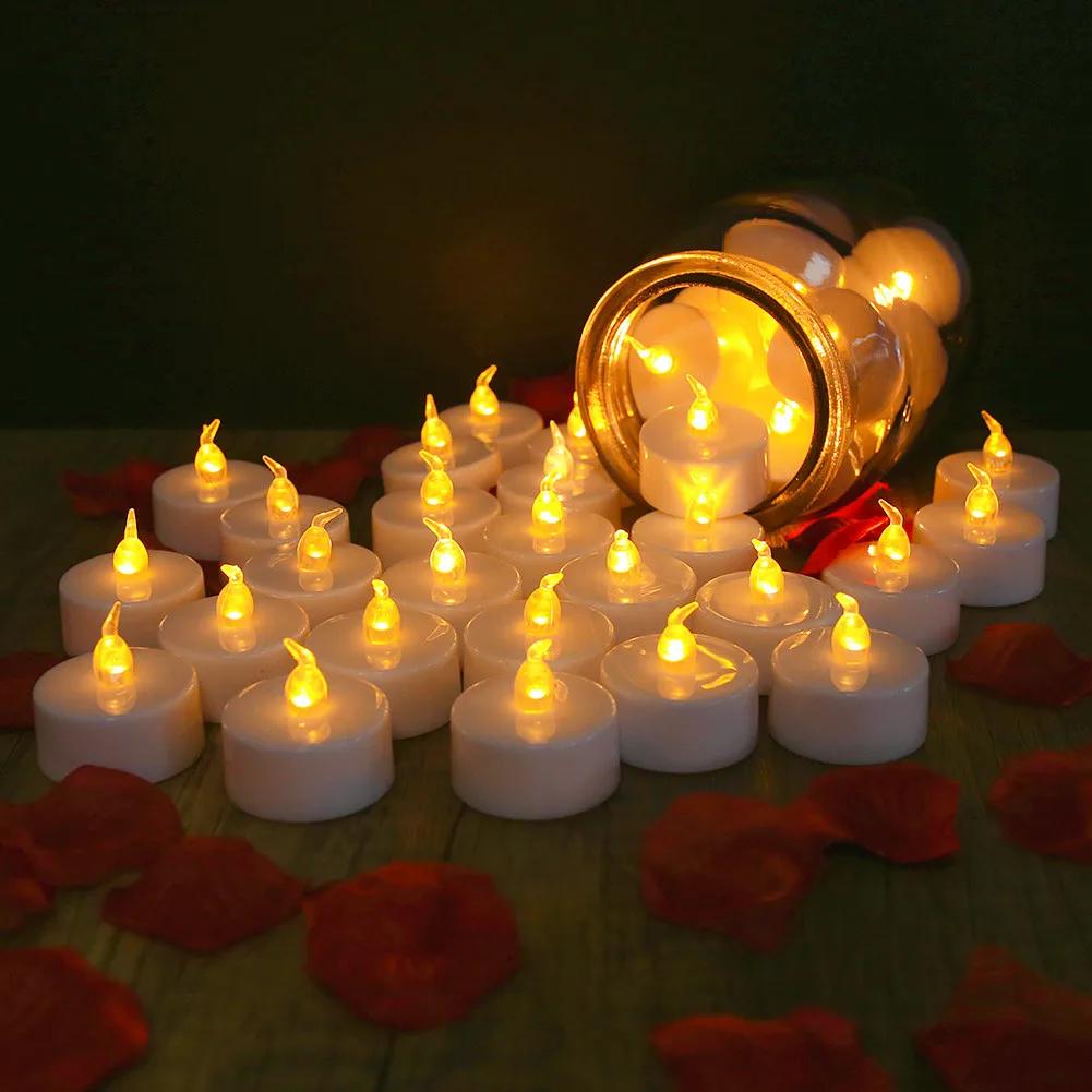 Bougies chauffe-plat scintillantes sans flamme avec télécommande, lumière de mèche 3D, ci-après les,