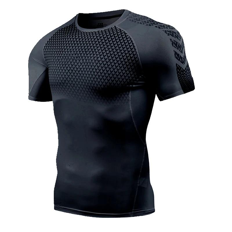 Chemises de Compression graphiques à manches courtes pour hommes, t-shirt d'entraînement de gymnasti