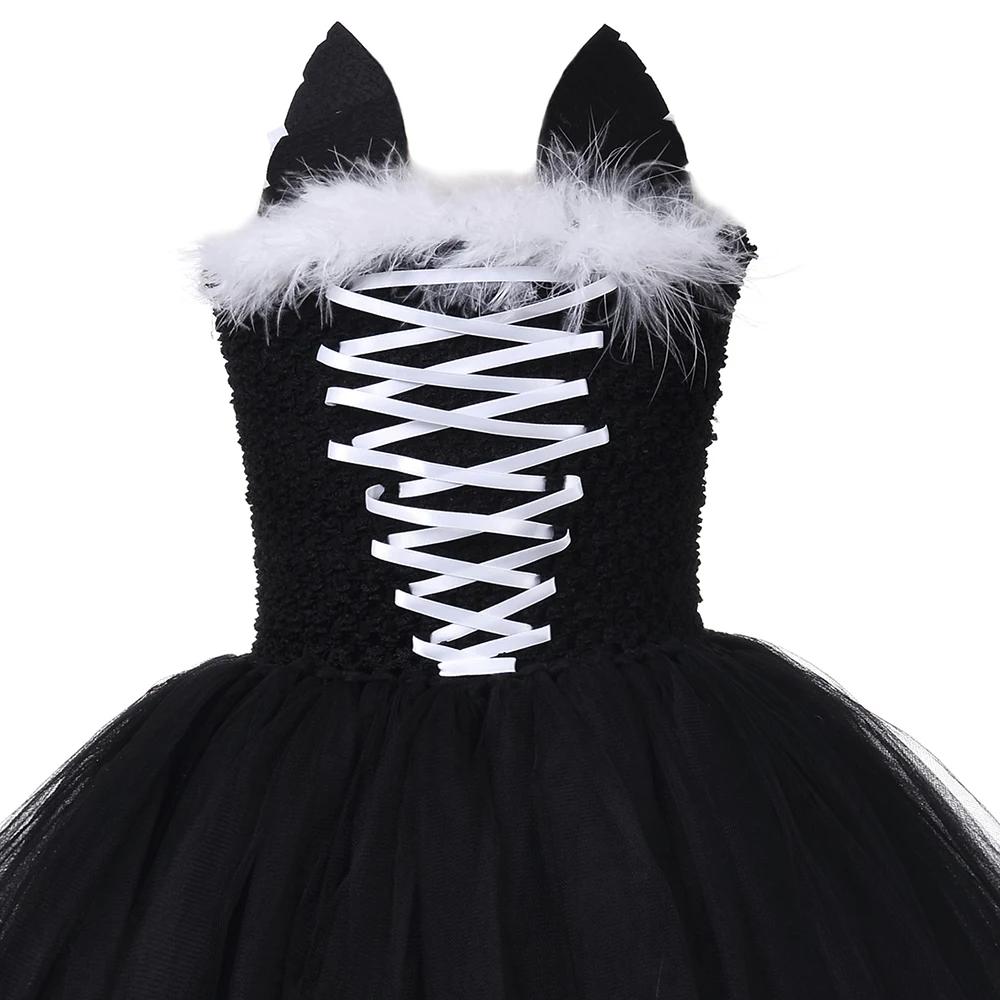 Robe tutu chat noir pour filles, costumes de carnaval et d'Halloween pour enfants, déguisement anima