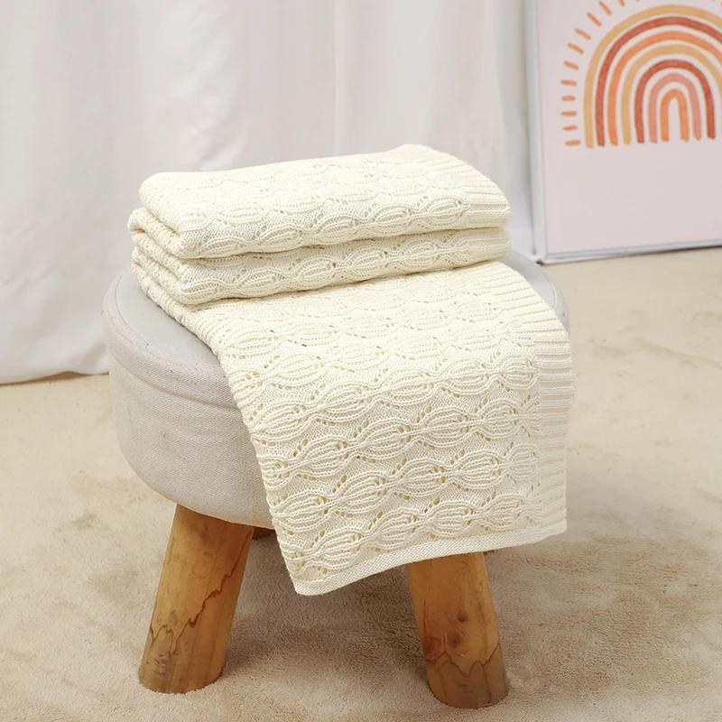 Tricot bébé couverture coton 90*70CM enfant en bas âge lange d'emmaillotage doux Plaid nouveau-né ga