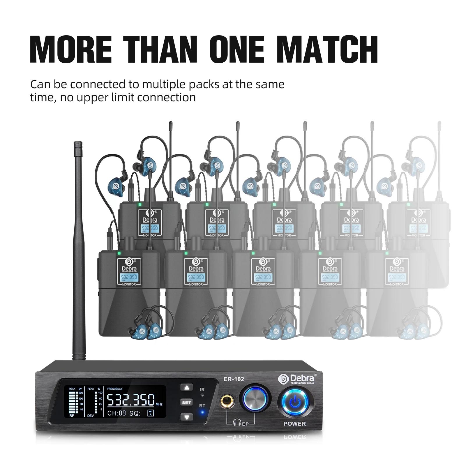 Debra ER-102 UHF canal unique dans l'oreille moniteur de scène système sans fil avec émetteur Multip