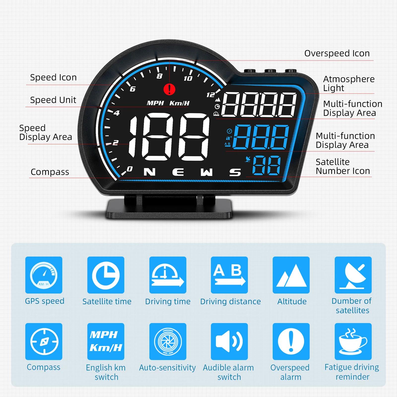 Compteur de vitesse GPS universel à affichage tête haute, toutes les voitures, Klaissée, MPH, rappel