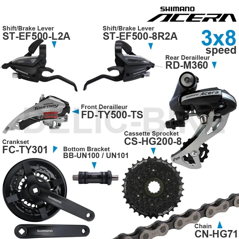 Groupe de vitesses WinterMANO ALTUS Acera 3x8 - Levier EF500, dérailleurs TY500, pédalier M360, cassette JOM