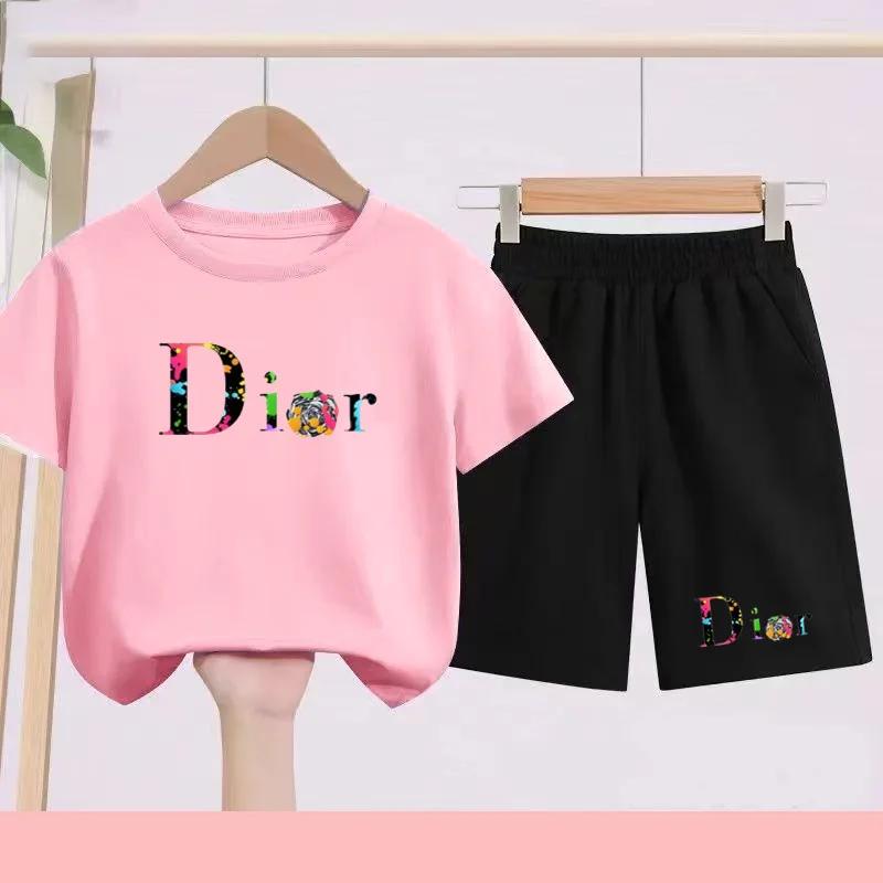 T-shirt de sport noir pour enfants de 3 à 12 ans, ensemble de vêtements de sport, short, ensemble de