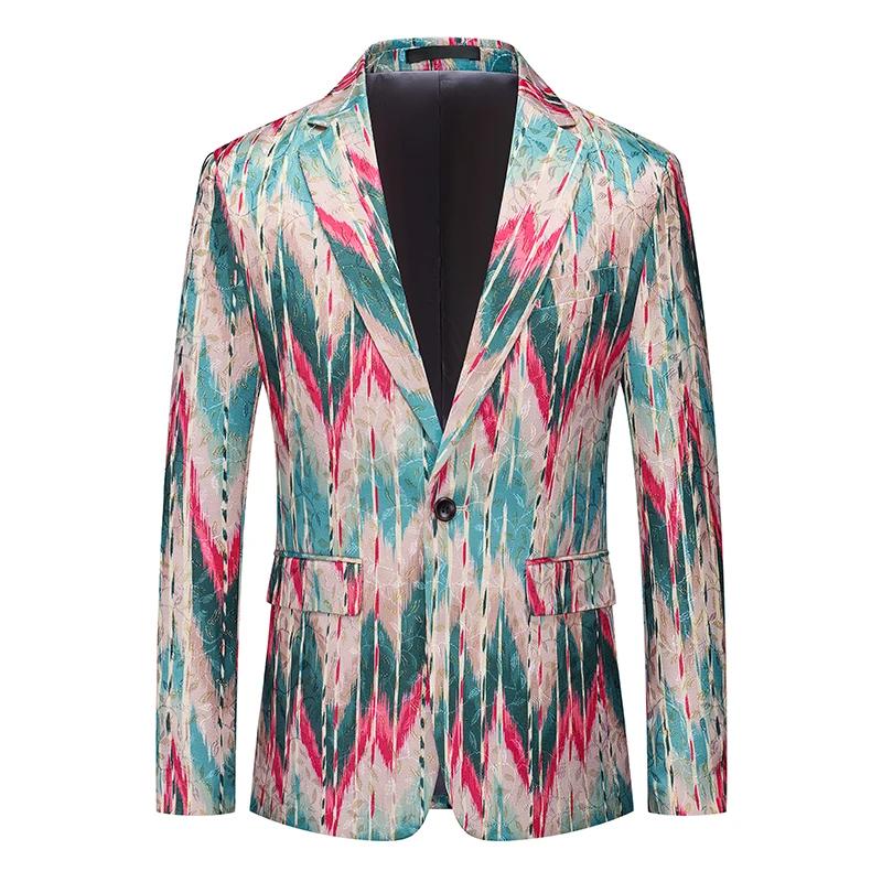 Blazer de Luxe en Jacquard à 1 Bouton pour Homme, Vêtement à la Mode, ix, Scène, Mariage, Tendance,