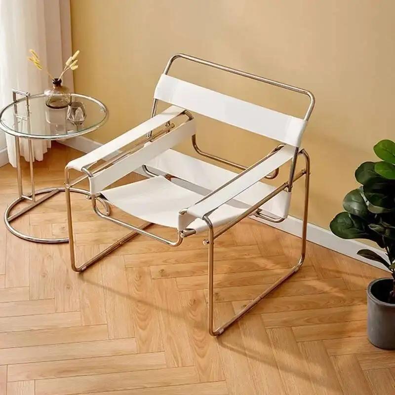 Vassili – chaise de loisirs nordique Simple, Style industriel médiéval, selle Bauhaus en cuir, résea