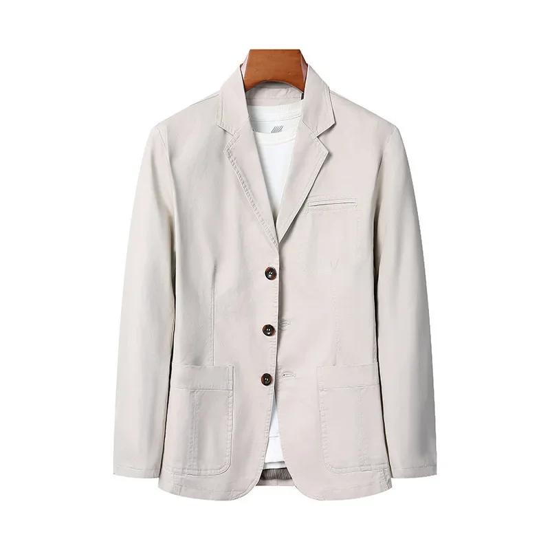 Blazer 100% Coton Tendance Business Uni Coupe Slim Décontracté Travail Coton Style Coréen pour Homme