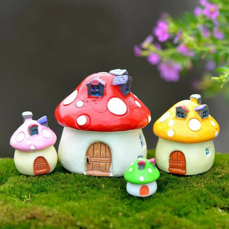 Accessoires de jardin féerique, 4 tailles, ornement de champignon Miniature, Statue, Pot de plante,