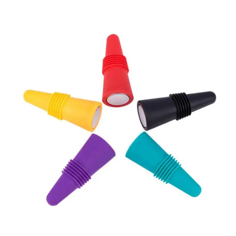 Bouchon de bouteille de vin en Silicone, 5 pièces, bouteille de boisson, anti-fuite, bouchons de sce