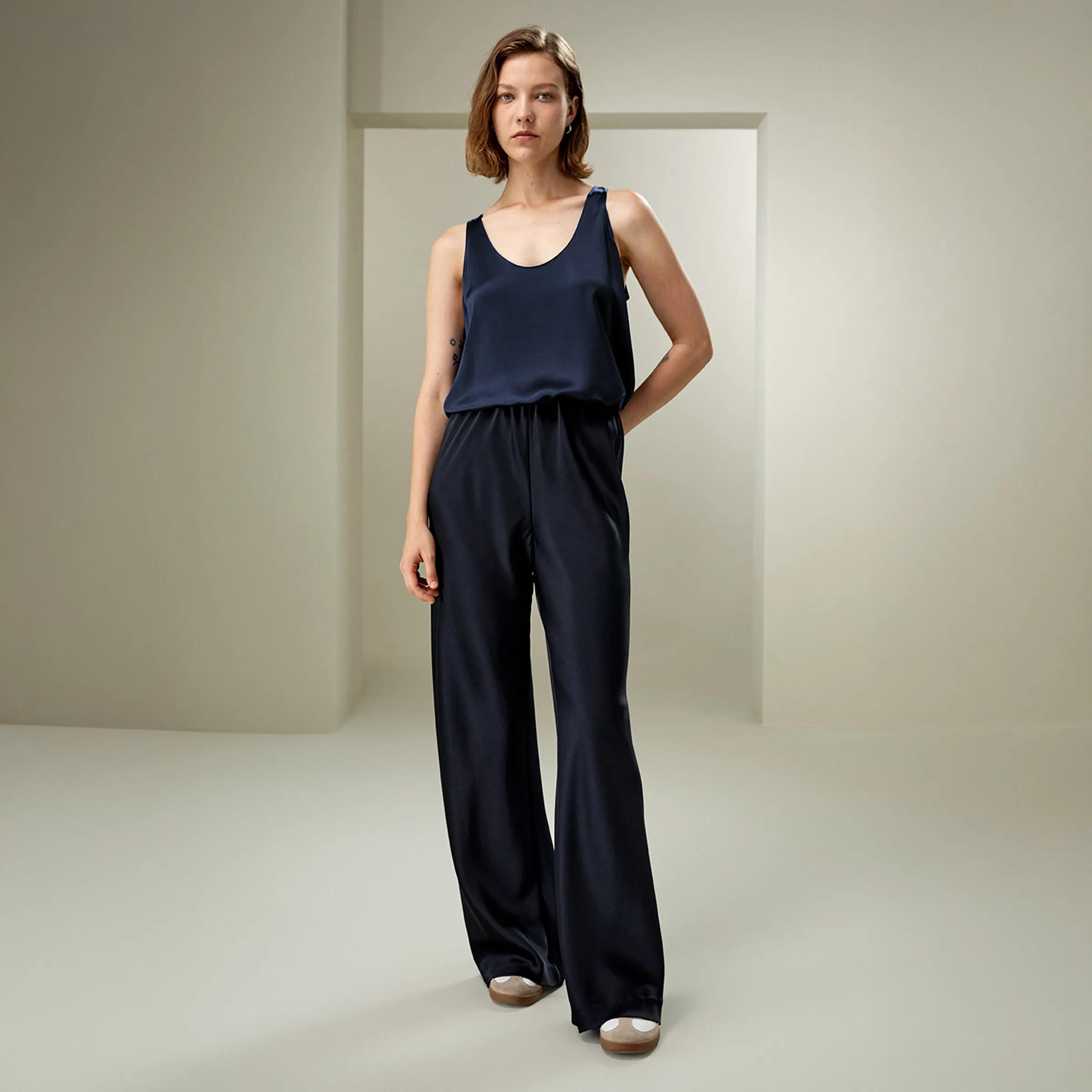 LILYSILK Pantalon en soie coupe biais pour femme - Style minimaliste - Coupe décontractée pour plusi