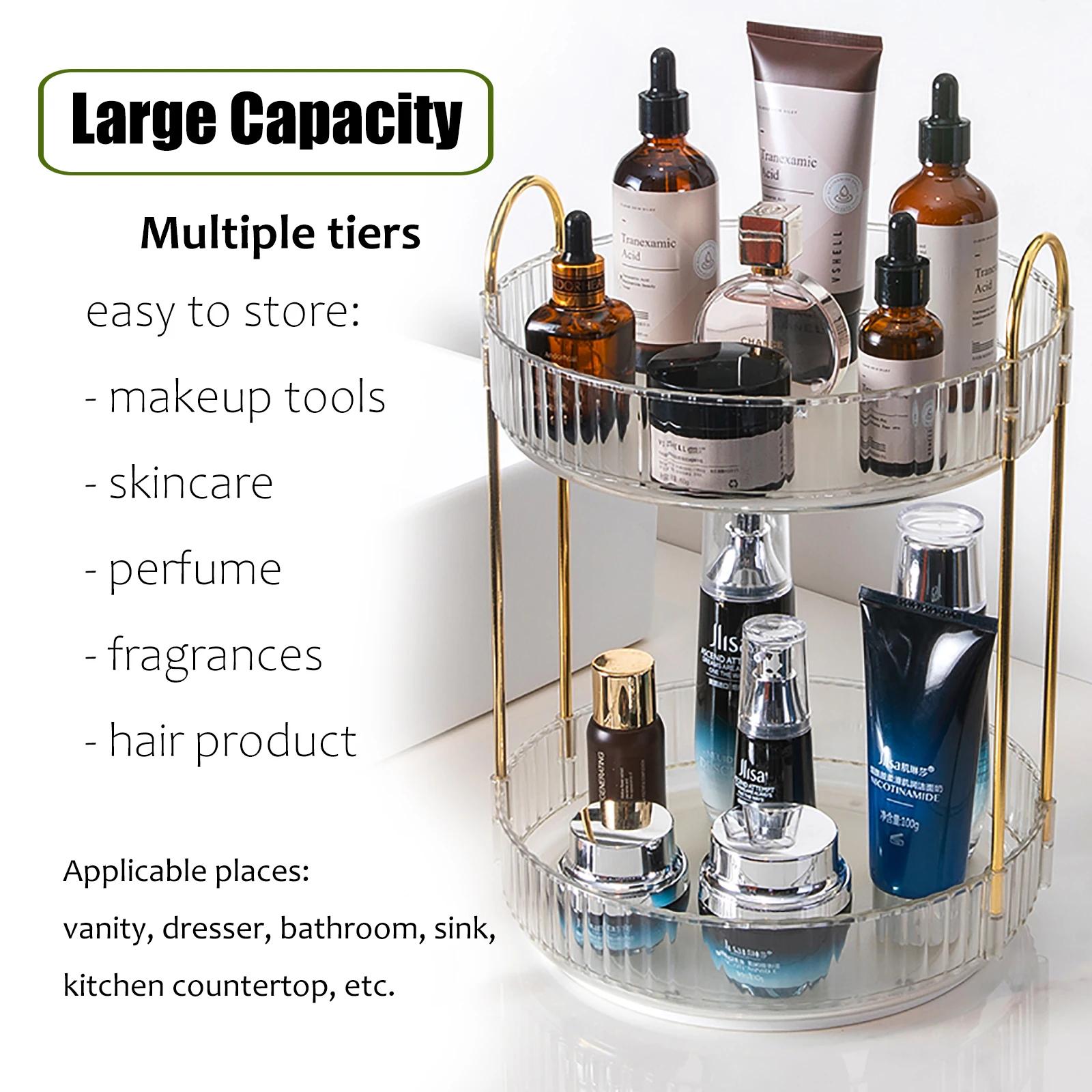 Commode cosmétique de parfum de stockage de soins de la peau, haut de seau, rotation 360, évaluation