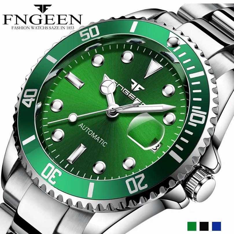 FNGEEN-Montre mécanique en acier pour homme, marque de luxe, avec modules tourbillon, date automatiq