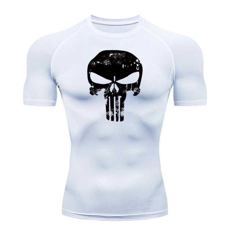 Chemise compression homme tête de mort - T-shirt sport séchage rapide anti-frottements pour running