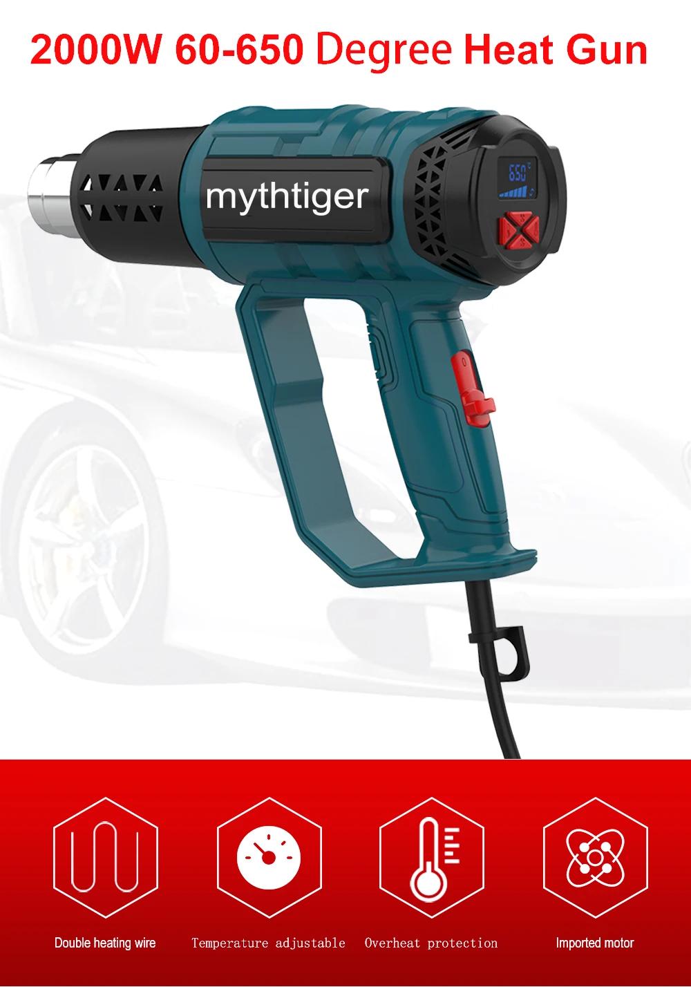 Pistolet thermique industriel 220V avec prise EU, sèche-cheveux, pistolet à air chaud pour la constr
